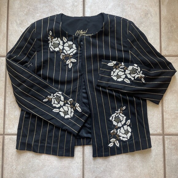 Peter Nygard Black Beaded Blazer Sz M - Picture 1 of 9